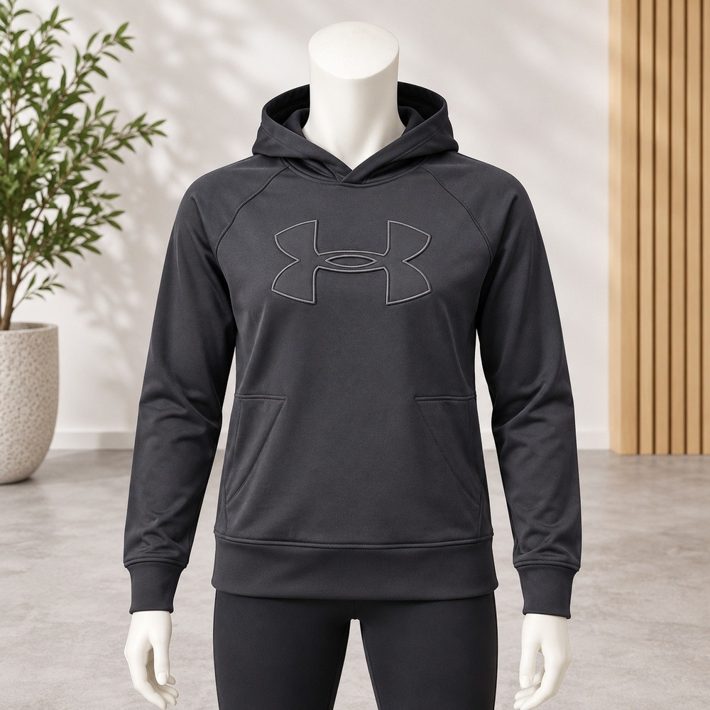Under Armour Hoodie Mens Medium Black ColdGear Loose Fit Pullover Sweatshirt